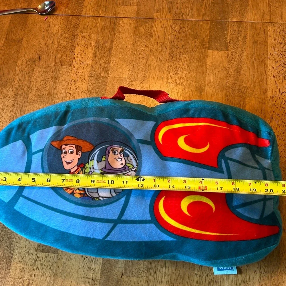 Disney Pixar Toy Story Woody Buzz Lightyear Rocket Ship Plush Pillow Blue 90s